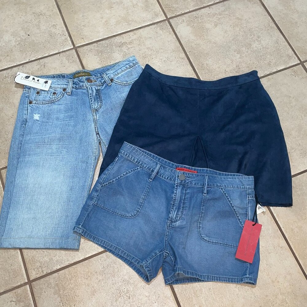 NWT $512 David Kahn ARTICLES OF SOCIETY Blue Jean Belle Shorts Raoul sz …